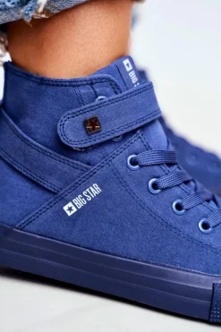 Damskie Wysokie Trampki Big Star FF274584 Niebieskie