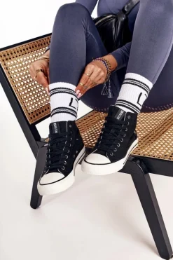 Damskie Wysokie Trampki Big Star DD274330 Czarne