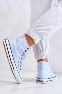 Damskie Wysokie Trampki Big Star JJ274209 Niebieskie