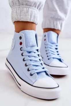 Damskie Wysokie Trampki Big Star JJ274209 Niebieskie