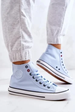 Damskie Wysokie Trampki Big Star JJ274209 Niebieskie