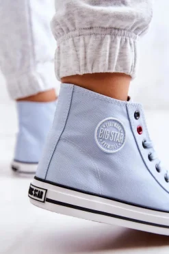 Damskie Wysokie Trampki Big Star JJ274209 Niebieskie