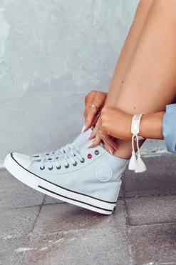 Damskie Wysokie Trampki Big Star JJ274209 Niebieskie