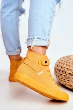 Damskie Wysokie Trampki Big Star FF274581 Żółte