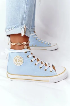 Damskie Wysokie Trampki Big Star HH274449 Niebieskie