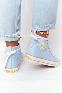 Damskie Wysokie Trampki Big Star HH274449 Niebieskie