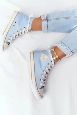 Damskie Wysokie Trampki Big Star HH274449 Niebieskie