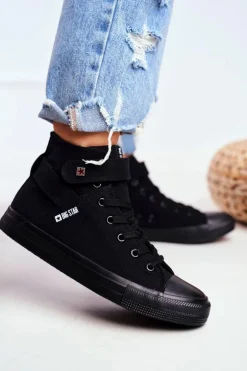 Damskie Wysokie Trampki Big Star FF274578 Czarne
