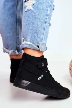 Damskie Wysokie Trampki Big Star FF274578 Czarne