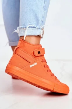 Damskie Wysokie Trampki Big Star FF274583 Pomarańczowe