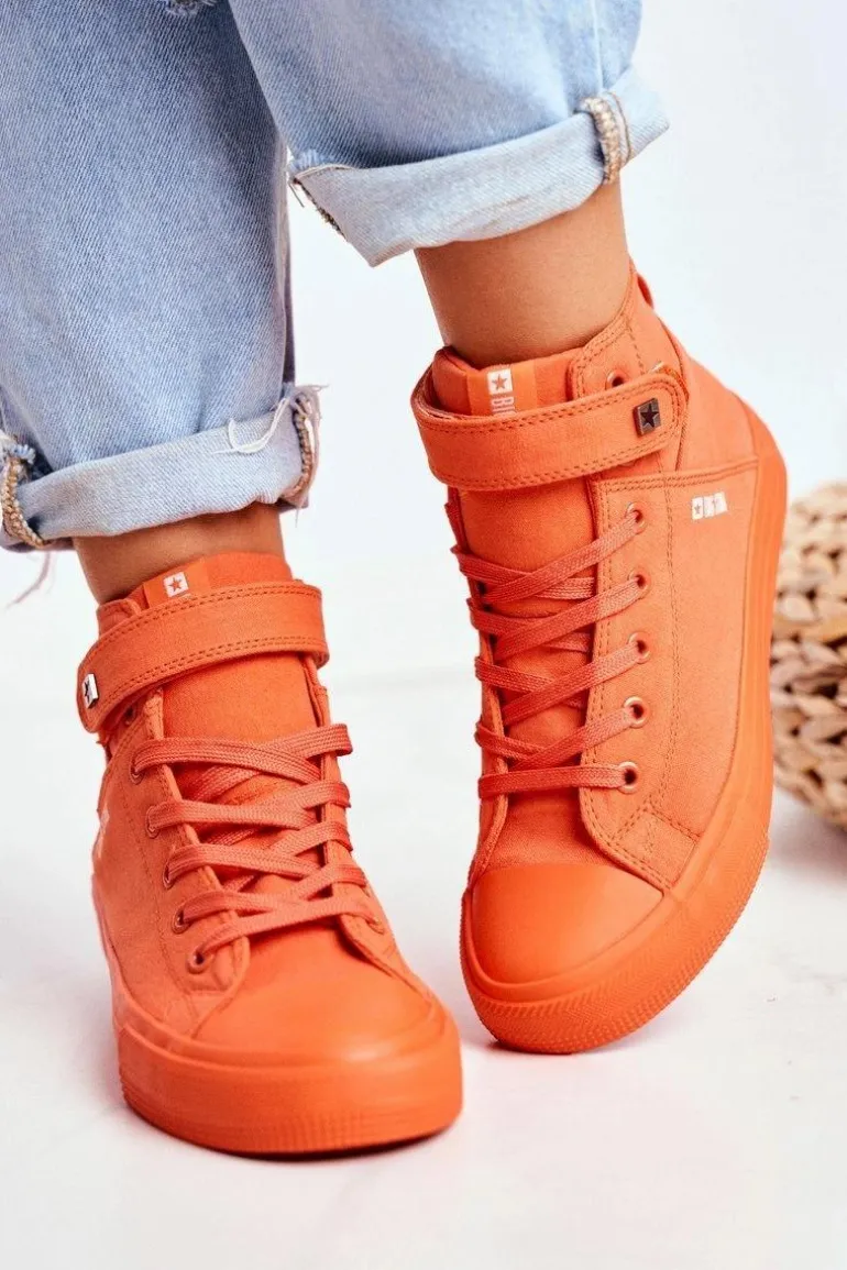 Damskie Wysokie Trampki Big Star FF274583 Pomarańczowe