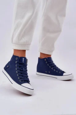 Damskie Wysokie Trampki Big Star DD274333 Granatowe