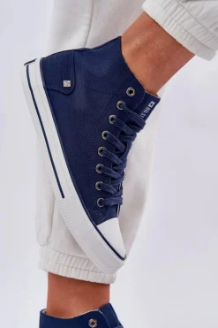 Damskie Wysokie Trampki Big Star DD274333 Granatowe