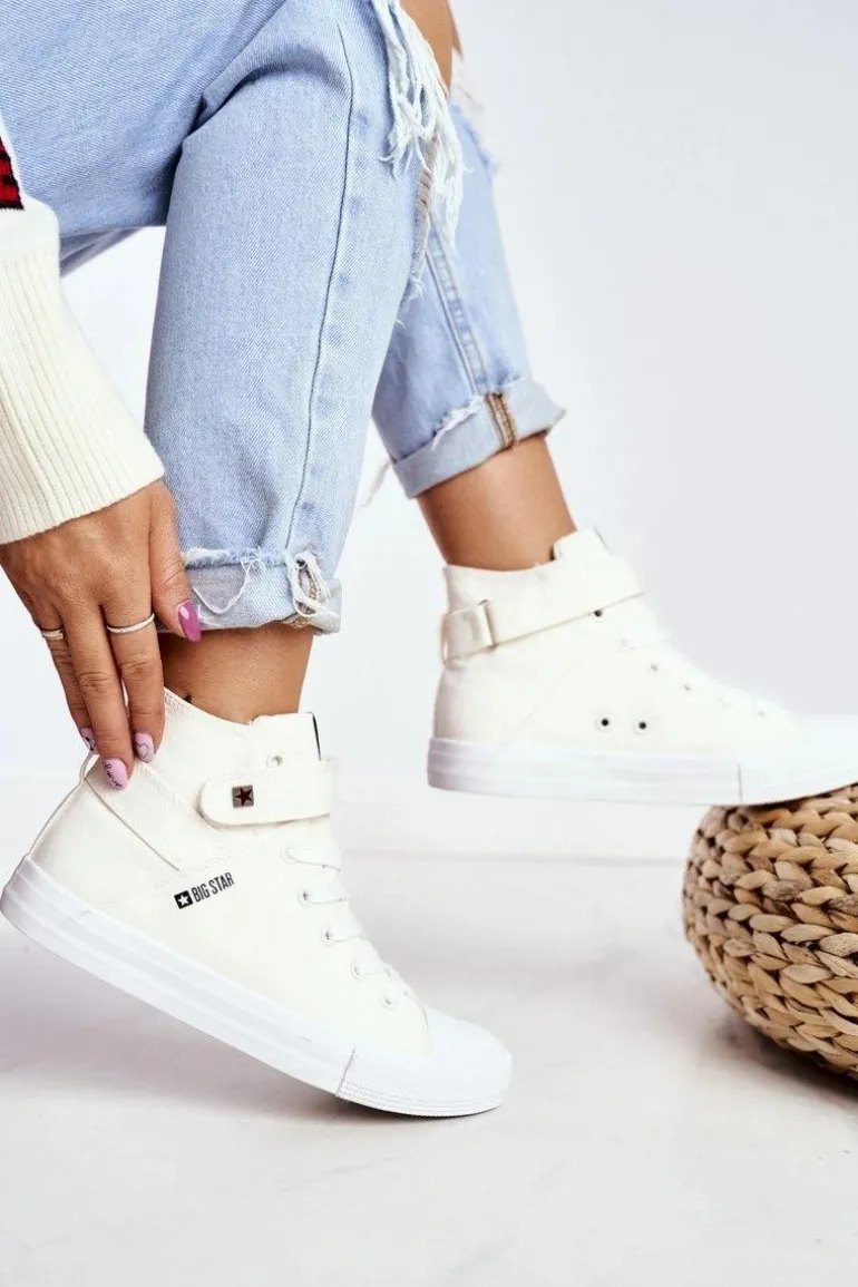 Damskie Wysokie Trampki Big Star FF274579 Białe