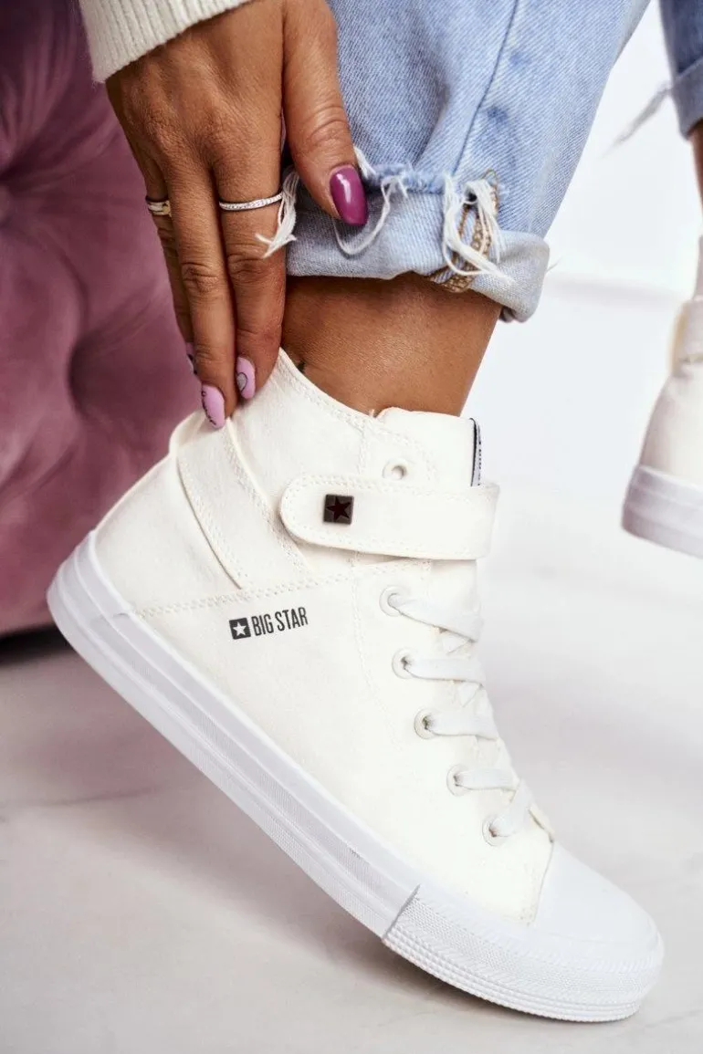Damskie Wysokie Trampki Big Star FF274579 Białe