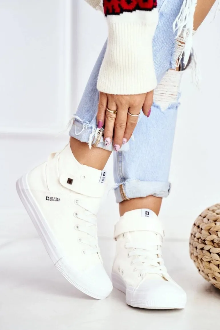 Damskie Wysokie Trampki Big Star FF274579 Białe