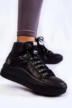 Damskie Wysokie Trampki Cross Jeans KK2R4029C Czarne