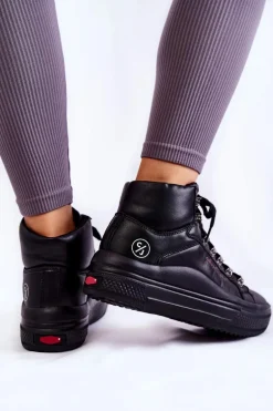 Damskie Wysokie Trampki Cross Jeans KK2R4029C Czarne