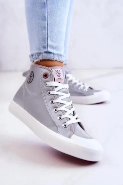 Damskie Wysokie Trampki Cross Jeans JJ2R4057C Szare