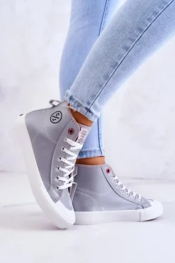 Damskie Wysokie Trampki Cross Jeans JJ2R4057C Szare