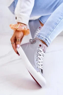 Damskie Wysokie Trampki Cross Jeans JJ2R4057C Szare