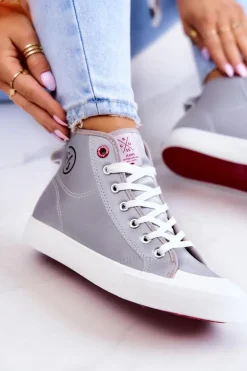 Damskie Wysokie Trampki Cross Jeans JJ2R4057C Szare