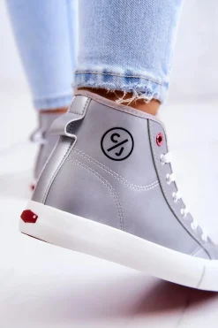 Damskie Wysokie Trampki Cross Jeans JJ2R4057C Szare