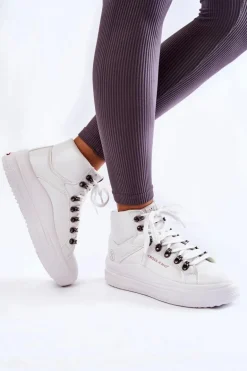 Damskie Wysokie Trampki Cross Jeans KK2R4028C Białe