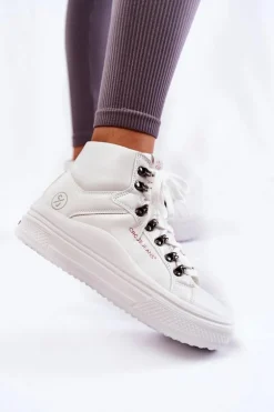 Damskie Wysokie Trampki Cross Jeans KK2R4028C Białe