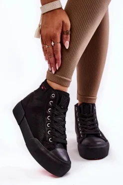 Damskie Wysokie Trampki Cross Jeans KK2R4055C Czarne