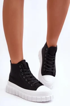 Damskie Wysokie Trampki Czarne Avis