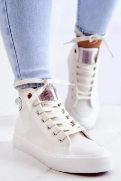 Damskie Wysokie Trampki Cross Jeans JJ2R4056C Białe