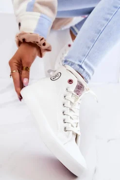 Damskie Wysokie Trampki Cross Jeans JJ2R4056C Białe