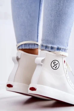Damskie Wysokie Trampki Cross Jeans JJ2R4056C Białe
