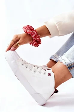 Damskie Wysokie Trampki Cross Jeans II2R4033C Białe