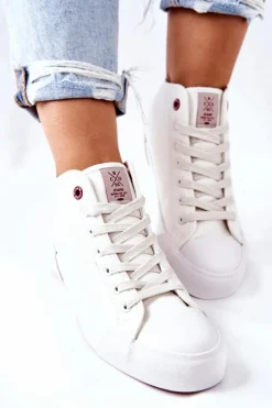 Damskie Wysokie Trampki Cross Jeans II2R4033C Białe