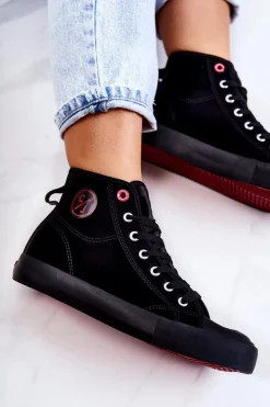 Damskie Wysokie Trampki Cross Jeans JJ2R4055C Czarne