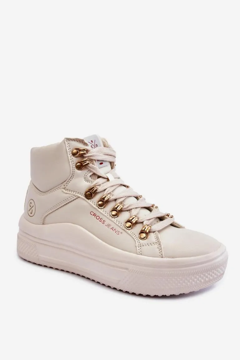 Damskie Wysokie Trampki Cross Jeans KK2R4027C Beżowe