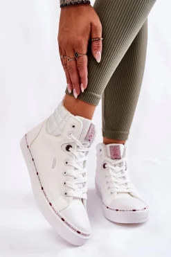 Damskie Wysokie Trampki Cross Jeans KK2R4060C Białe