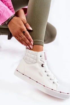 Damskie Wysokie Trampki Cross Jeans KK2R4060C Białe