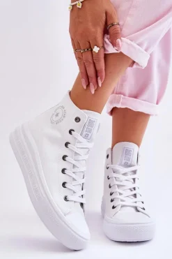 Damskie Wysokie Trampki Materiałowe Big Star LL274A183 Białe
