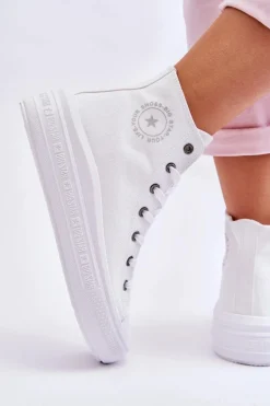 Damskie Wysokie Trampki Materiałowe Big Star LL274A183 Białe