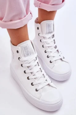 Damskie Wysokie Trampki Materiałowe Big Star LL274A183 Białe