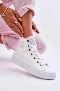 Damskie Wysokie Trampki Materiałowe Big Star LL274A183 Białe