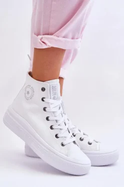 Damskie Wysokie Trampki Materiałowe Big Star LL274A183 Białe