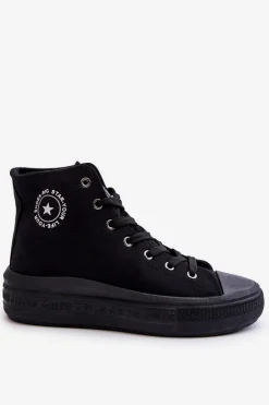 Damskie Wysokie Trampki Materiałowe Big Star LL274A182 Czarne