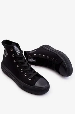 Damskie Wysokie Trampki Materiałowe Big Star LL274A182 Czarne