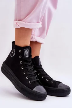 Damskie Wysokie Trampki Materiałowe Big Star LL274A182 Czarne