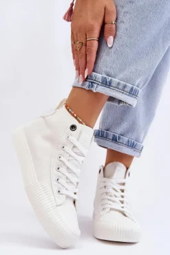 Damskie Wysokie Trampki Materiałowe Big Star LL274445 Białe