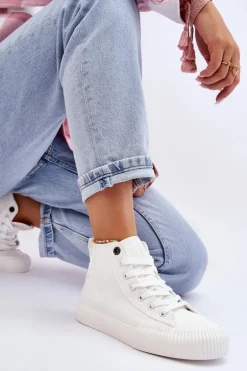 Damskie Wysokie Trampki Materiałowe Big Star LL274445 Białe